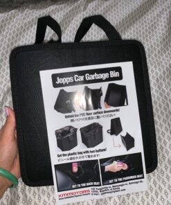 KMMOTORS Car Trash Can, Leather Trash Bag Foldable Hanging bin, Cute car Gadgets, Garbage Container, Vegan Leather(Medium, Black) Medium 45 81SxDdlU0 L