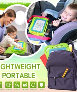 AiTuiTui Magnetic Drawing Board Mini Travel Doodle, Erasable Writing Sketch Colorful Pad Area Educational Learning Toy for Kid/Toddlers/Babies with 3 Stamps and 1 Pen (Green) Green 27 81Sz0 H4pL