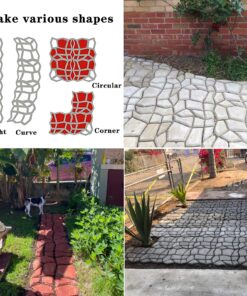 Walk Maker, Pathmate Stone Moldings Paving Pavement Concrete Molds Stepping Stone Paver Walk Way Mold for Patio, Lawn & Garden(Big Size:16.9 x 16.9 x 1.6 inch) Big Size:16.9 x 16.9 x 1.6 inch 22 81SztFovU0L 1