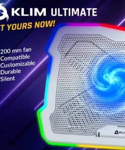 Alternative view of KLIM Ultimate + RGB Laptop Cooling Pad with LED Rim + New 2023 Version + Gaming Laptop Cooler + USB Powered Fan + Very Stable and Silent Laptop Stand + Compatible up to 17" + PC Mac PS5 PS4 Xbox One White