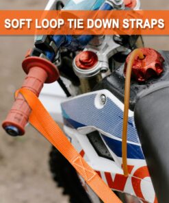 Cartman 6 Pack 1"x18" Soft Loop Motorcycle Tie Down Straps 3600lbs Load Capacity Tie-Down Loops for Secure Trailering of Bikes, ATV, Lawn Equipment, Orange 6pk Orange 23 81T16vWlY2L