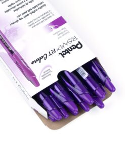 Pentel R.S.V.P. RT Colors New Retractable Ballpoint Pen, Medium Line, Barrel, Violet Ink, Box of 12 (BK93CRV-V) 12 Count (Pack of 1) 18 81T1zkr21SL