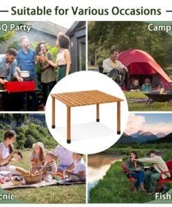 COSTWAY Wood Picnic Folding Roll Up Outdoor Camping Beach Dining Use Low Portable Table with Carrying Bag 16 81T2eJ2lryL