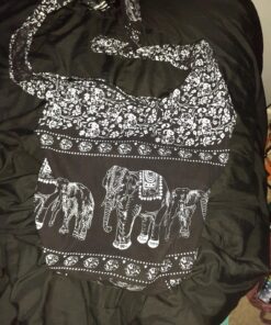 Thai Hippie Bag Hippie Elephant Sling Cross Body Bag Purse Zip Pocket A Zip Inside Pocket Handmade Color Black 36 81T2hM4XEcL