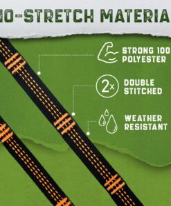 Nature's Hangout XL Hammock Straps - 10 feet (20 ft, 32 Loops Total). Longest, Strongest & Most Versatile. Quick Easy Setup for All Hammocks. Lightweight & Tree Friendly. No Stretch Polyester Black 31 81T3UkH4k3L