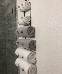 Sorbus Towel Rack Wall Mounted – Metal Towel Holder for Bathroom Wall, Washcloth, Rolled Bath Towels, Spa, Gym, Camper Rv, Shelf Cabinet - 6 Level Wine Rack Wall Mounted for Kitchen Bar, Wine Cellar 36 81T6A8LGW1L