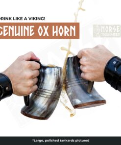 Alternative view of Norse Tradesman Original LG Viking Drinking Horn Mug - 100% Authentic Beer Horn Tankard With Rosewood Base & Burlap Gift Sack | The Original, High Polish, approx. 16 oz