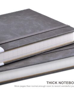 Thick Classic Notebook with Pen Loop - A5 College Ruled Hardcover Writing Notebook with Pocket + Page Dividers Gifts, Banded, Large, 180 Pages, 8.4 x 5.7 in Gray 30 81T9DQUJvgL