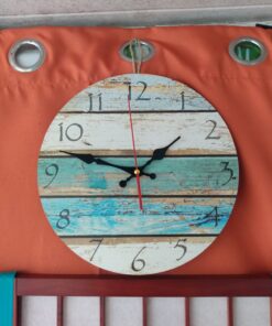 Grazing 12 Inch Wood Wall Clocks Silent Non Ticking Battery Operated,Rustic Decorative Coastal Farmhouse Clock for Bathroom Kitchen Bedroom Living Room Sky Blue 12inch 26 81T9LN59qAL
