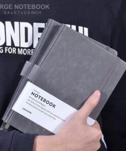 Thick Classic Notebook with Pen Loop - A5 College Ruled Hardcover Writing Notebook with Pocket + Page Dividers Gifts, Banded, Large, 180 Pages, 8.4 x 5.7 in Gray 34 81TCS8ZuTQL