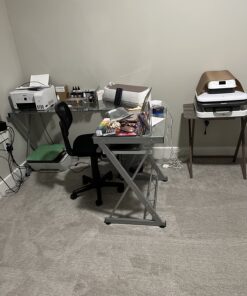 Techni Mobili L Shaped Desk with Keyboard Tray - Efficient Work from Home Desk - Glass L Shaped Desk - Professional Work Desk For Home Office - Versatile Glass Corner Desks for Home Office 30 81TCvNgDoKL