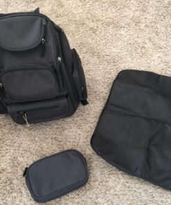 Mancro Diaper Bag Backpack, Multifunctional Dad Diaper Bag with 2 Side Insulated Pockets, Travel Water Resistant Baby Diaper Backpack for Men Women with Stroller Straps, Black 55 81TCxf8uZKL