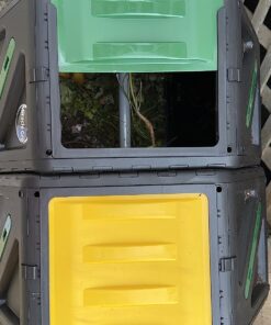 Dual Chamber Compost Tumbler – Easy-Turn, Fast-Working System – All-Season, Heavy-Duty, High Volume Composter with 2 Sliding Doors - (2 – 18.5gallon /70 Liter) 25 81TGbnWB tL