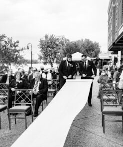 HEALON White Wedding Aisle Runner (100 Feet x 3 Feet) — Includes Pull String for Indoor or Outdoor Weddings, Prom and Parties (Wave) Wave 100ft*3ft 44 81THPf5QguL