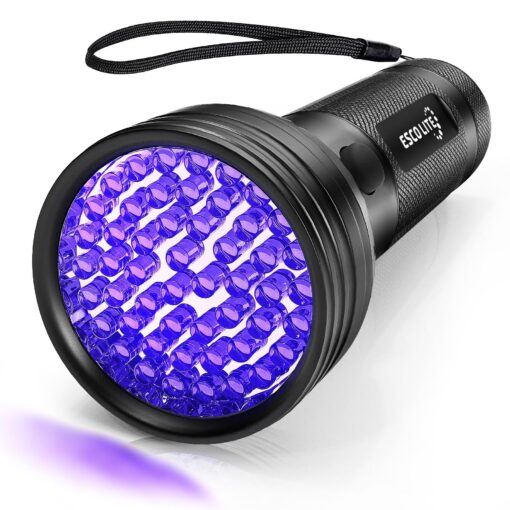 Escolite UV Flashlight Black Light, 51 LED 395 nM Ultraviolet Blacklight Detector for Dog Urine, Pet Stains and Bed Bug 51 UV LED Flashlight