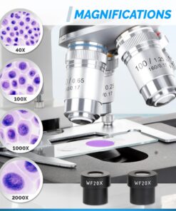 OMAX 40X-2000X LED Binocular Compound Lab Microscope w/ Double Layer Mechanical Stage + Blank Slides, Cover Slips, & Lens Cleaning Paper, M82ES-SC100-LP100 48 81TIijLTPRL 2