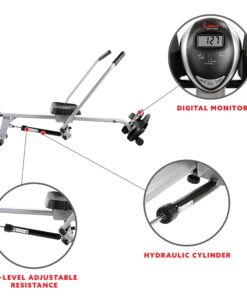 Sunny Health & Fitness Smart Compact Full Motion Rowing Machine, Full-Body Workout, Low-Impact, Extra-Long Rail, 350 LB Weight Capacity and Optional SunnyFit® App Enhanced Bluetooth Connectivity SF-RW5639 33 81TJTtMudEL