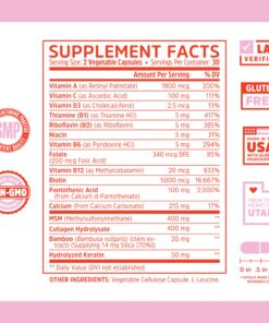 Alternative view of Zhou Hairfluence, Hair Growth Supplement with Biotin 5000mcg, Collagen, Keratin, Vitamin A, C, D3 & B12, Stronger Hair Skin and Nails, Non-GMO, Gluten Free, 60 Veg Caps