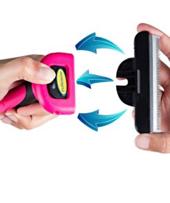 DakPets Pet Deshedding Tool | Professional Cat and Dog Brush for Shedding | Fur Deshedding Brush and Pet Hair Remover for Cats and Dogs | Stainless Steel Cat and Dog Shedding Brush for Pet Grooming Hot Pink 36 81TMypzvL