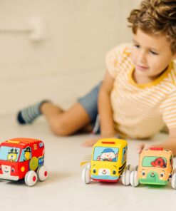 Melissa & Doug K's Kids Pull-Back Vehicle Set - Soft Baby Toy Set With 4 Cars and Trucks and Carrying Case - Pull Back Cars, Toys For Babies And Toddlers 20 81TNcg8TBqL 5