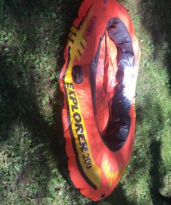 INTEX Explorer Inflatable Boat Series: Dual Air Chambers – Welded Oar Locks – Grab Handles – Bow Rope – Sporty Design Explorer 200 Set 44 81TPfAbM2 L