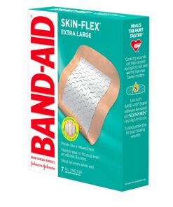 Band-Aid Brand Skin-Flex Adhesive Bandages for First Aid and Wound Care of Minor Cuts and Scrapes & Burns, Flexible Sterile Bandages for Fingers & Knees, Extra Large, All One Size, 7 ct 7 Count (Pack of 1) 25 81TQFxujgXL 1