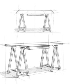 SIMPLIHOME Sawhorse SOLID WOOD Modern Industrial 60 inch Wide Home Office Desk, Writing Table, Workstation, Study Table Furniture in Dark Chestnut Brown 25 81TUJ DoRzL 1
