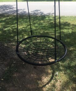 SUPER DEAL 40'' Spider Web Tree Swing Round Net Swing Platform Rope Swing Set for Kids Adult, 71" Detachable Nylon Rope with Swivel for Outdoor Backyard, Max 660 Lbs Extra Safe Steel Frame, Black 40 inch 42 81TUojZ68gL