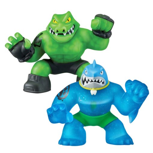 Heroes of Goo Jit Zu - 2 Pack of Glow in The Dark Action Figures, Thrash Vs Rockjaw Glow In The Dark Thrash Vs Rockjaw