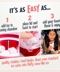 Nostalgia Snow Cone Shaved Ice Machine - Retro Table-Top Slushie Machine Makes 20 Icy Treats - Includes 2 Reusable Plastic Cups & Ice Scoop - Retro Red 22 81TVAJmsygL