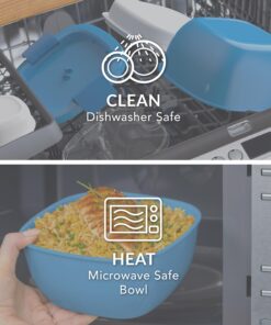 Bentgo® All-in-One Salad Container - Large Salad Bowl, Bento Box Tray, Leak-Proof Sauce Container, Airtight Lid, & Fork for Healthy Adult Lunches; BPA-Free & Dishwasher/Microwave Safe (Blue) Blue 33 81TYiM6jZlL