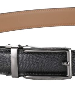 Marino Avenue Mens Genuine Leather Ratchet Dress Belt with Open Linxx Buckle Fissure - Deep Charcoal Adjustable from 28" to 44" Waist 9 81Td2MX6OiL