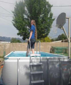 Intex 18ft X 9ft X 52in Ultra Frame Rectangular Pool Set with Sand Filter Pump, Ladder, Ground Cloth & Pool Cover 25 81TeBa35TOL