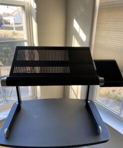 BackPainHelp Posture Laptop Stand Desk Table Tray for Bed, Aluminium, Adjustable Portable Folding Standing Desk Computer Riser (Black) 41 81TeFUseJML