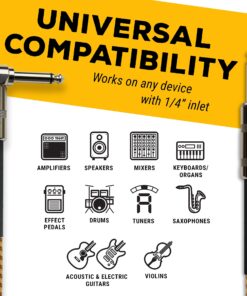 GLS Audio Instrument Cable - Amp Cord for Bass & Electric Guitar - Straight to Right Angle 1/4 Inch Instrument Cable - Brown/Yellow Braided Tweed, 10ft 10 Ft. Right-Angle Gold 24 81TfLi4sPEL