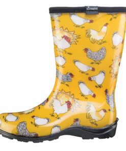 Sloggers Waterproof Garden Rain Boots for Women - Cute Mid-Calf Mud & Muck Boots with Premium Comfort Support Insole 6 Chickens Daffodil Yellow 15 81TgDRpRauL