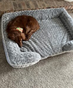 WNPETHOME Dog Beds for Extra Large Dogs, Washable, Bolster Sofa Bed with Waterproof Lining & Non-Skid Bottom, Orthopedic Egg Foam Couch for Pet Sleeping, Pet Bed 42.0"L x 30.0"W x 7.0"Th Grey 29 81Tj2HeWvL