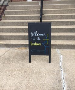 Ilyapa Wooden A-Frame Chalkboard Sign with Eraser - 40 x 20 Inch Magnetic Sidewalk Menu Board – Sturdy Freestanding Black Sandwich Sign Board Menu Display for Restaurant, Business, or Weddings 40x20 Inches 34 81Tjg0uubBL