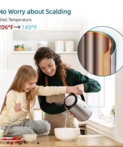 COSORI Electric Kettle, Tea Kettle Pot, Stainless Steel Double Wall, 1500W Hot Water Kettle Teapot Boiler & Heater, Automatic Shut Off & Boil-Dry Protection, BPA Free, 1.5L, Silver 24 81Tl1CyNJDL