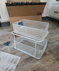 Sorbus 2 Tier Under Sink Bathroom Organizers and Storage, Strong Steel Mesh Sliding Drawers for Enhanced Bathroom Storage Ideal Bathroom Organization and Storage & Under Kitchen Sink Organizer (White) White 35 81TlPfCWIpL