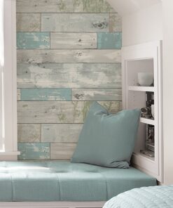 NuWallpaper NU3126 Beachwood Peel & Stick Wallpaper, Multicolor , Blue 27 81TlZZ9jelL