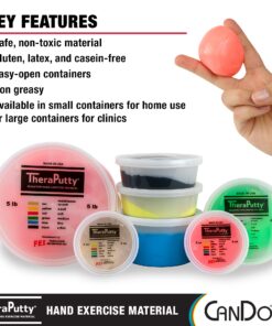 CanDo TheraPutty Standard Hand Exercise Putty For Rehabilitation, Exercises, Hand Therapy, Occupational Therapy, Hand Strengthening, Improve Motor Skills, Stress Relief SOFT 4-ounce 10 81Tn5h4Ul8L