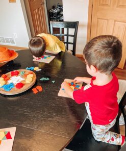 Melissa & Doug Pattern Blocks and Boards - Wooden Classic Toy With 120 Solid Wood Shapes and 5 Double-Sided Panels, Multi-colored - STEAM Animals, Tangrams Puzzle For Kids Ages 3+ Standard 48 81TonPccXvL