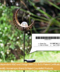 HOMEIMPRO Moon Solar Garden Lights Outdoor Stakes, Waterproof Crackle Glass Metal Decorative Lights for Lawn, Patio Accessories, Yard Decor, Christmas Gift (Bronze) 29 81TrqDc6GaL