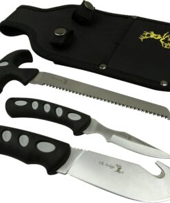 Elk Ridge - Outdoors 3-PC Hunting Knife Set - Satin Finish Stainless Steel Blades, Black Nylon Fiber Handles, Includes Combo Sheath - Hunting, Camping, Survival - ER-252 12 81Ts519hJxL