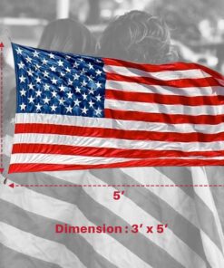 Made in USA Flags Co. - Heavy-Duty Commercial Grade American Flag with PolyMax Polyester, Sewn Stripes, Embroidered Stars & Solid Brass Grommets - Fade-Resistant, All-Weather Flag (3’x5’) 3 by 5 foot 26 81TsBHSDV9L