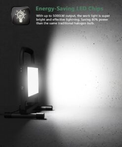 GLORIOUS-LITE 50W LED Work Light, 5000LM LED Flood Lights, 400W Equivalent, IP66 Waterproof, 16ft 5m Cord with Plug, 6500K, Adjustable Working Lights for Workshop Garage, Construction Site 8.22*6.02*7.09inch 30 81Tsrzg nlS