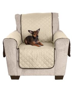 Alternative view of Furhaven Water-Resistant & Reversible Chair Cover Protector for Dogs, Cats, & Children - Two-Tone Pinsonic Quilted Living Room Furniture Cover - Espresso/Clay, Chair Reversible Two Tone Espresso & Clay