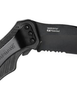 Kershaw Clash Black Serrated Pocketknife, 3" 8Cr13MoV Steel Drop Point Blade, Assisted One-Handed Flipper Opening, Folding Utility EDC 36 81TwF0XnmtL