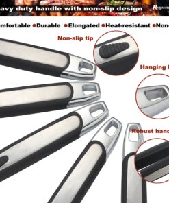 ROMANTICIST 21pc BBQ Grill Accessories Set with Thermometer - The Very Best Grill Gift on Birthday Wedding - Heavy Duty Stainless Steel Grill Utensils with Non-Slip Handle in Aluminum Case 21PCS BLACK 18 81TwcR1upjL